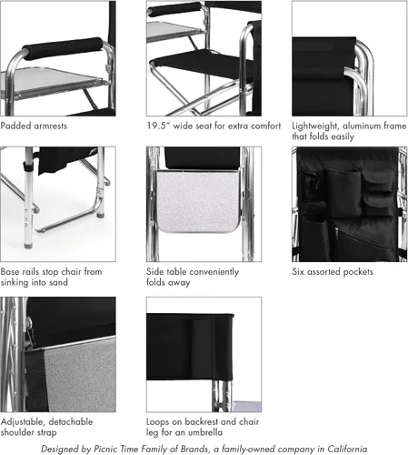 Vista 9 de Picnic TIME NFL Unisex-Adult NFL Sports Chair with Side Table, Beach Chair, Camp Chair for Adults