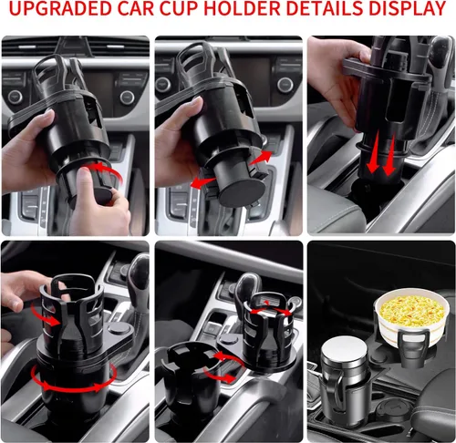 Vista 3 de Expansor de Portavasos para Automóvil 2 en 1 Extensor Adaptador de Portavasos Multifuncional para Automóvil con Base Ajustable Compatible con Hydro