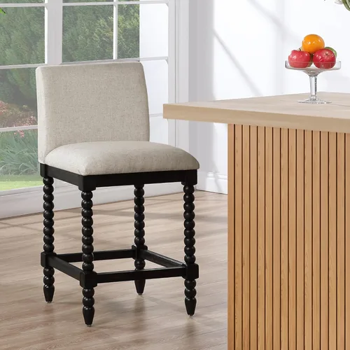Vista 18 de DUHOME Taburete de mostrador de husillo con asiento acolchado de resorte, taburetes de bar de madera de granja de 26 pulgadas de altura