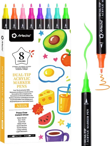 Vista 15 de Artecho Bolígrafos de pintura con purpurina, 12 colores acrílicos con purpurina con punta extra fina de 0.028 in para pintura de rocas, piedra