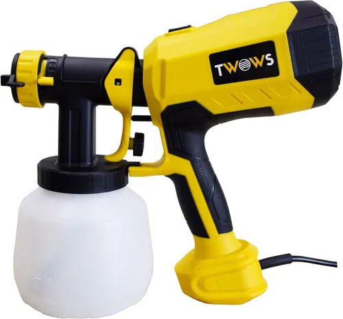 Vista 9 de TWOWS, Pulverizador de pintura, 600 W, pistola de pintura HVLP, con contenedor de 40.6 fl oz, taza de limpieza y viscosidad, 4 boquillas de cobre