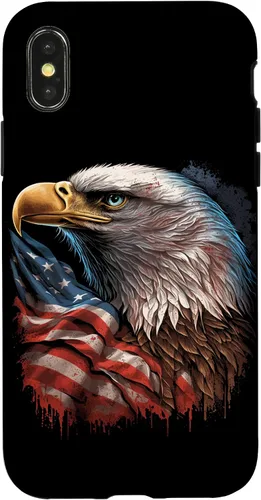 Vista 5 de Funda patriótica para iPhone 16 con diseño de ojos de águila calva americana