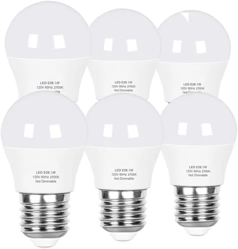 Vista 16 de Vgogfly Bombilla de baja potencia de 1.5 W, equivalente a 15 W, 2700 K, blanco suave A15, luz nocturna de base E26 para dormitorio, cuarto de bebé