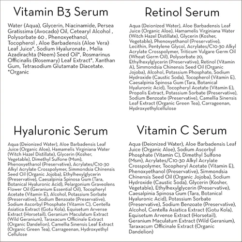 Vista 7 de Pure Body Naturals Suero facial - Suero de ácido hialurónico, suero de retinol, suero de vitamina C y suero de vitamina B3 (niacinamida), un juego