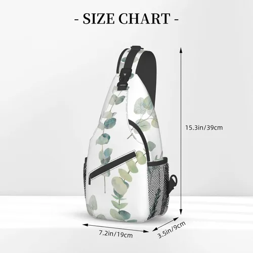 Vista 3 de Mochila tipo bandolera con diseño de ojos malvados, bolsa ligera de hombro cruzado para mujeres y hombres, mochila casual para exteriores, Hojas