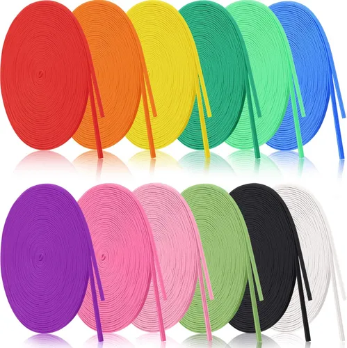 Vista 5 de WILLBOND 12 rollos de banda elástica colorida plegable, cordón elástico resistente, banda plana tejida para costura, manualidades, DIY, puños