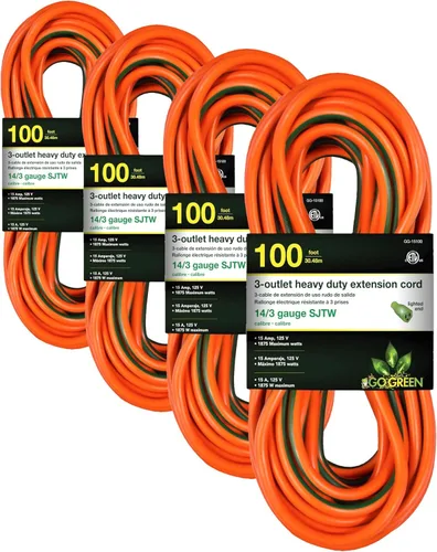 Vista 12 de GoGreen Power (GG-15225) Cable de extensión SJTW de 3 salidas de 12/3 de 25 pies, extremo iluminado, 25 pies