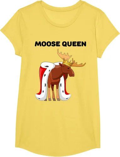 Vista 9 de Moose Queen Camiseta para niñas amantes de los alces Camiseta de alce para mujer, Blanco