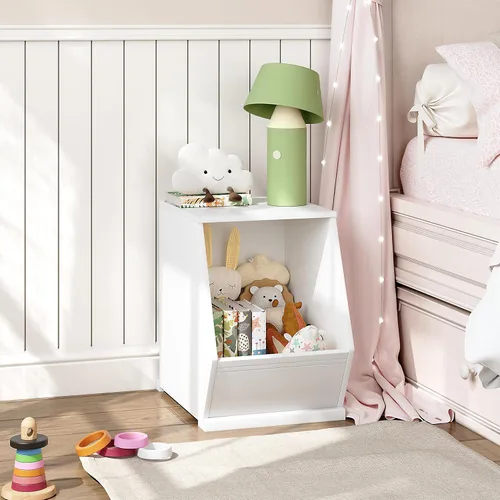 Vista 3 de UTEX Organizador de almacenamiento de juguetes para niños, gabinete de almacenamiento de juguetes apilable, organizador de juguetes de madera