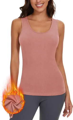 Vista 12 de WOWENY Thermal Tank Top for Women Fleece Thermal Camisole Base Layer Shirt Sin mangas Baby Blue