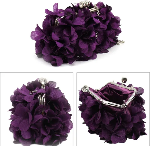 Vista 5 de Buddy - Bolso de mano de satén suave para mujer, con forma de rosa, para boda, fiesta