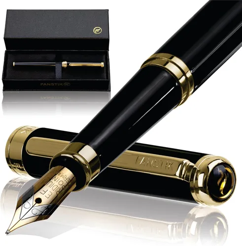 Vista 25 de FANSTIK Bolígrafo de lujo negro y dorado, juego de regalo elegante para mujeres, chapado en oro real de 24 quilates, juego de regalo profesional