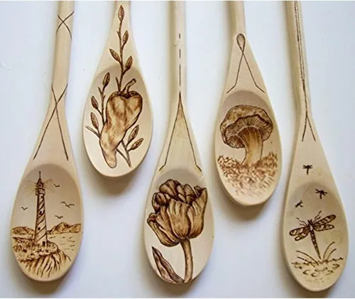 Vista 3 de Cucharas de madera para cocina, utensilios de cocina, marionetas de 10 pulgadas, paquete de 12