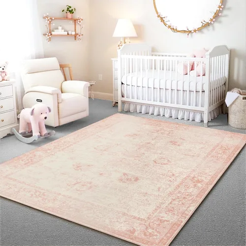 Vista 384 de Istana Alfombra larga antideslizante de 2.5 x 8 para el hogar, para pasillo y cocina, lavable, sedosa y suave al tacto, elegante, color azul y marfil