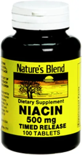 Vista 2 de Nature's Blend Niacina Liberación Temporizada 500 mg 500 mg 100 Tabletas