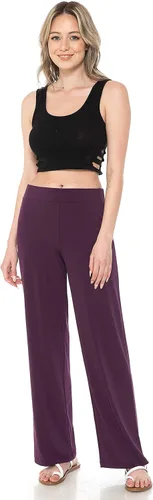 Vista 4 de LEEBE Pantalón de pierna ancha recto de punto ITY para mujer y talla grande (S-5X)