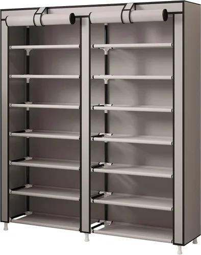 Vista 7 de MOYIPIN Zapatero organizador de almacenamiento, doble fila portátil de tela no tejida con capacidad para hasta 28 pares de 36.2 x 11.2 x 49.2