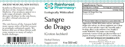 Vista 2 de Rainforest Pharmacy Sangre de Drago Líquido de Sangre de Dragón Peruano 4 fl oz