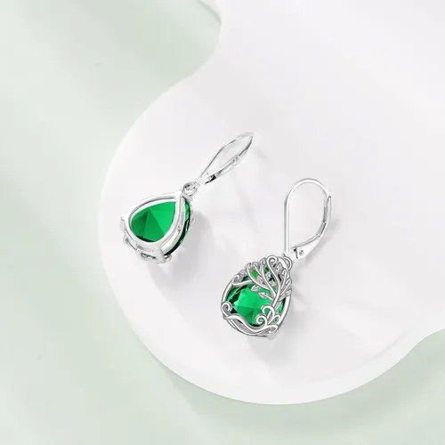 Vista 262 de Aretes colgantes con forma de lágrima de filigrana de piedra lunar de plata de ley 925 con cierre de palanca para mujer, regalos de joyería