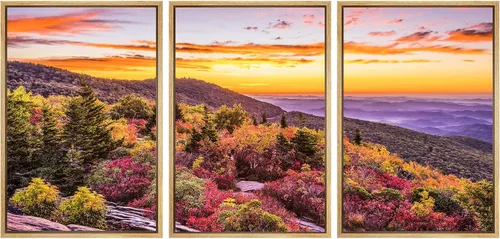 Vista 48 de SIGNWIN Lienzo enmarcado para pared, juego de arte nublado de tormenta, cielo, bosque otoñal, árboles, rústico, naturaleza, fotografía, realismo