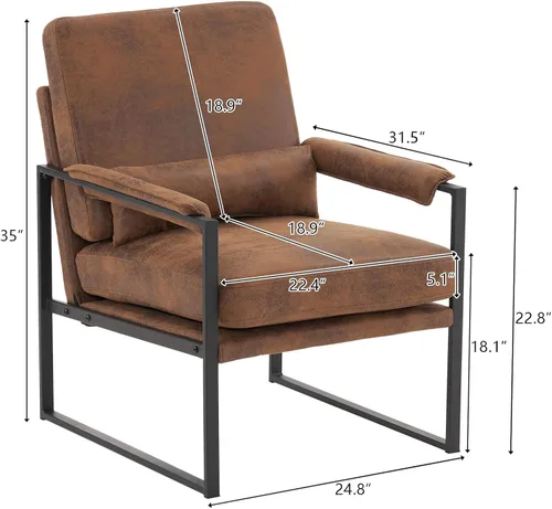 Vista 3 de Accent Chairs for Living Room Modern Lounge Chair Single Iron Frame Chair Bronzing Cloth Indoor Leisure Chair Armchair Vanity Chair Reading Chair