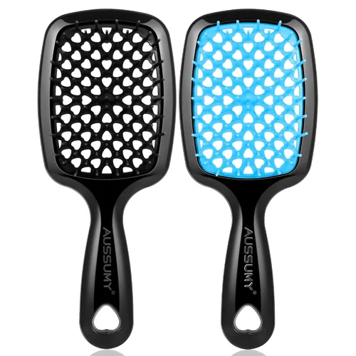 Vista 13 de Cepillo desenredante ventilado para el cabello, paquete de 2 cepillos desenredantes con cerdas suaves para que no se enreden sin esfuerzo, ideal