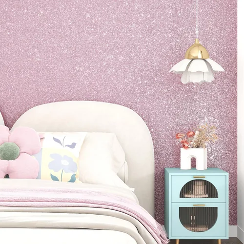 Vista 2 de WESTICK Papel tapiz rosa con purpurina para pegar y despegar, papel de contacto con purpurina rosa para armarios y cajones, papel tapiz removible