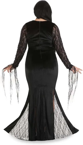 Vista 4 de Dreamgirl Disfraz de Morticia para mujer, espantosamente hermoso disfraz de Halloween