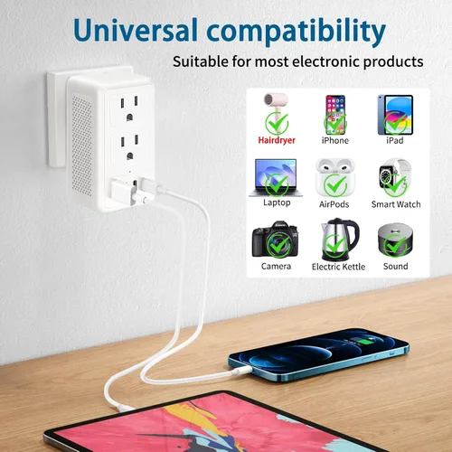 Vista 5 de Convertidor de voltaje de 2000W 220V a 110V EE. UU. a Europa para secadores Blanco