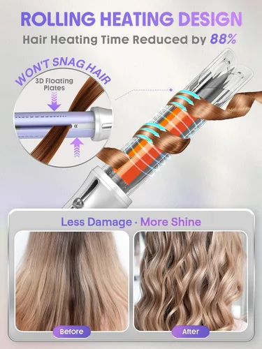 Vista 6 de SHEGLAM One Touch Airflow Styler Pro - Tecnología de aire frío 3.0 con rotación automática para rizos sin espera, rizador, rizos hinchables