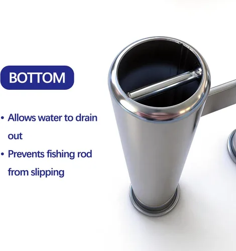 Vista 6 de Marine Boat - Soporte para caña de pescar de acero inoxidable con 3 cañas, 3 cañas, barco de pesca marina, acero inoxidable, soportes laterales