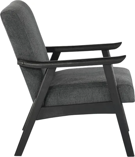Vista 5 de OSP Home Furnishings Weldon Mid-Century - Sillón moderno, tela de carbón con marco acabado negro
