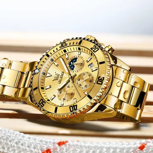 Vista 3 de OLEVS Relojes para hombre, de acero inoxidable, impermeables, con fecha, analógico, de cuarzo, de moda, para negocios, relojes de pulsera