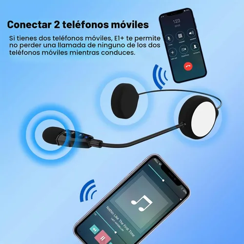 Vista 4 de EJEAS Auriculares Bluetooth para casco de motocicleta E1+, altavoz de casco Bluetooth 5.1 con respuesta automática de llamada y función de reducción