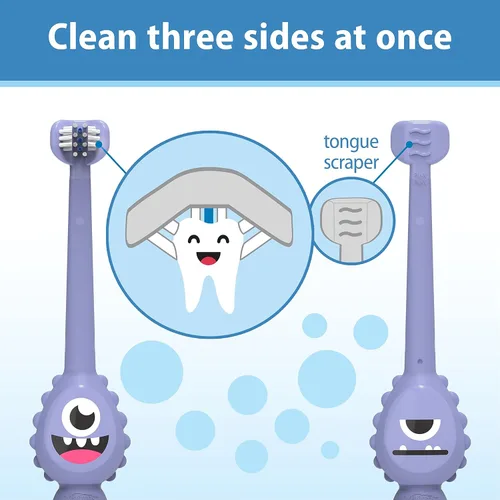 Vista 2 de Dr. Brown's ToothScrubber Cepillo de dientes para niños pequeños, monstruo y cocodrilo, paquete de 2