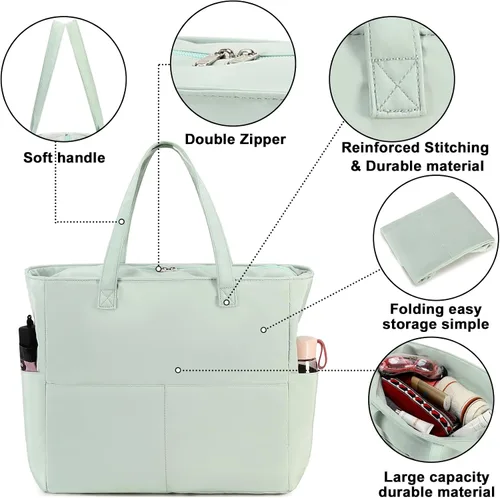Vista 7 de Bluboon - Bolsa de playa impermeable para mujer, extra grande, con compartimento húmedo, para llevar de fin de semana, bolsa de piscina para viajes