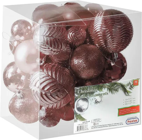 Vista 17 de PREXTEX - Juego de 36 adornos navideños azules para árbol de Navidad: bolas navideñas inastillables en color aguamarina y azul verdoso en tamaños