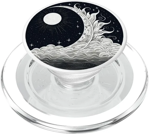Vista 8 de Sol y Luna Amante Astronomía Astrología Stargazer PopSockets Estándar PopGrip
