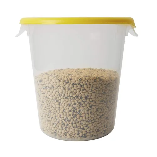 Vista 12 de Rubbermaid Productos comerciales Contenedor redondo de plástico para almacenamiento de alimentos con asa, 4 cuartos de galón, amarillo, rango