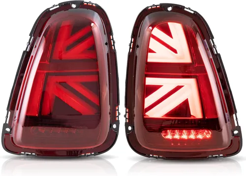 Vista 9 de Ensamble de luces traseras VLAND Compatible con BMW Mini R50 R52 R53 2001-2006, lámpara trasera Union Jack con DRL dinámico, luz trasera con señal