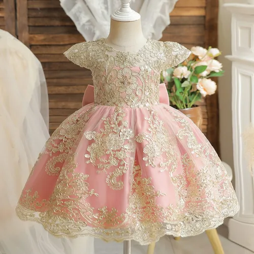 Vista 3 de TTYAOVO Vestido de flores para bebé, cumpleaños, princesa, fiesta, trajes de encaje