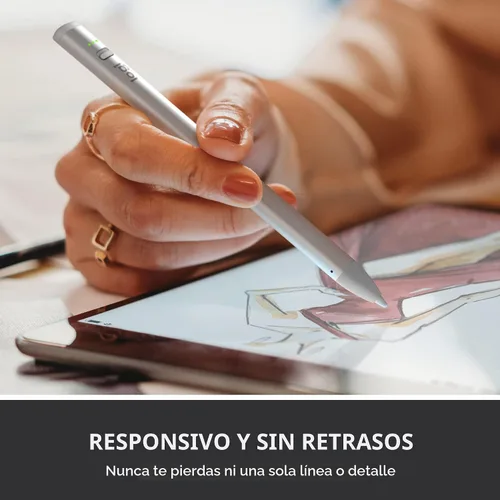 Vista 3 de Logitech Crayon - Lápiz digital para iPad, solo compatibilidad con puerto USB C, color plateado Featuring Apple Pencil technology, no lag
