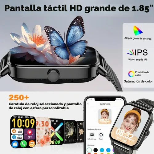 Vista 6 de Reloj inteligente para hombres y mujeres, rastreador de ejercicio: resistente al agua, respuesta de llamadas Bluetooth, haz relojes inteligentes