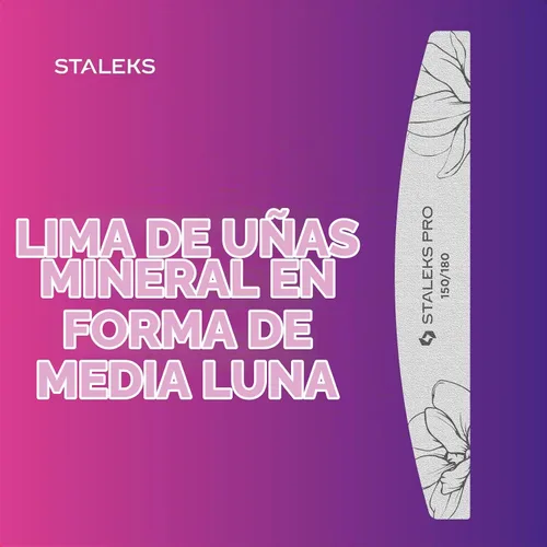 Vista 3 de STALEKS PRO Expert 40 Crescent - Lima de uñas mineral (grano 150/180, 25 piezas) – Lima profesional de doble cara para dar forma de uñas