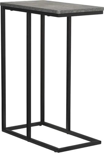 Vista 9 de Household Essentials Mesa auxiliar estrecha industrial Ashwood Marco de metal en forma de C y parte superior rectangular de madera sintética, mesa