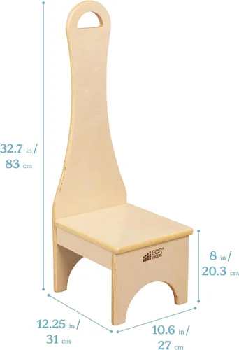 Vista 2 de ECR4Kids Taburete con mango largo, un paso, de madera, muebles Montessori, natural