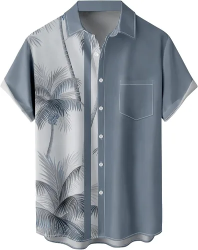 Vista 74 de Camisas tropicales con botones para hombre, camisas hawaianas de manga corta, casuales para vacaciones, camisas de playa holgadas Beige-playa escena