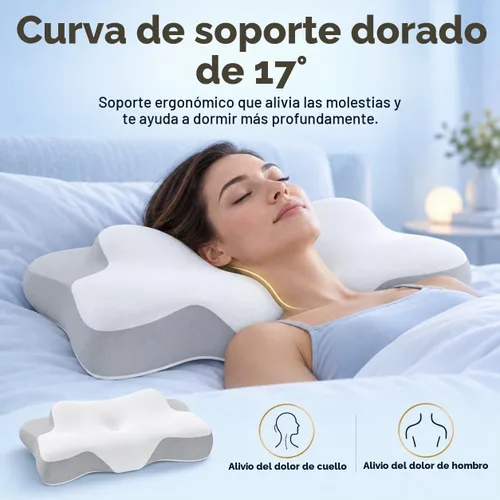 Vista 3 de jiaao Almohada de espuma viscoelástica de contorno 2 en 1, almohada curvada Soporte de cuello curvado para dormir de lado y espalda, con una