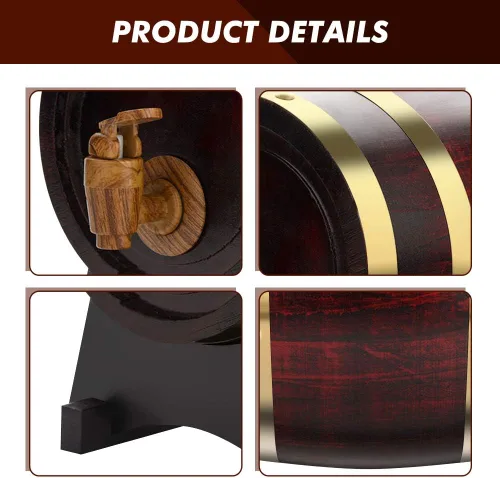 Vista 4 de Vino, madera de roble vintage dispensador de vino dispensador de whisky casero cubo de vino whisky para almacenar whisky cerveza vino bourbon