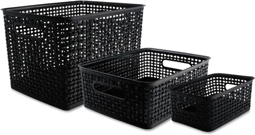 Vista 9 de Advantus 40327 Contenedores de tejido, 13 7/8 x 10 1/2 x 4 3/4, plástico, negro, 2 contenedores